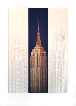 New York - Empire State Building / Joseph Robers/Farbradierung mit Prägedruck